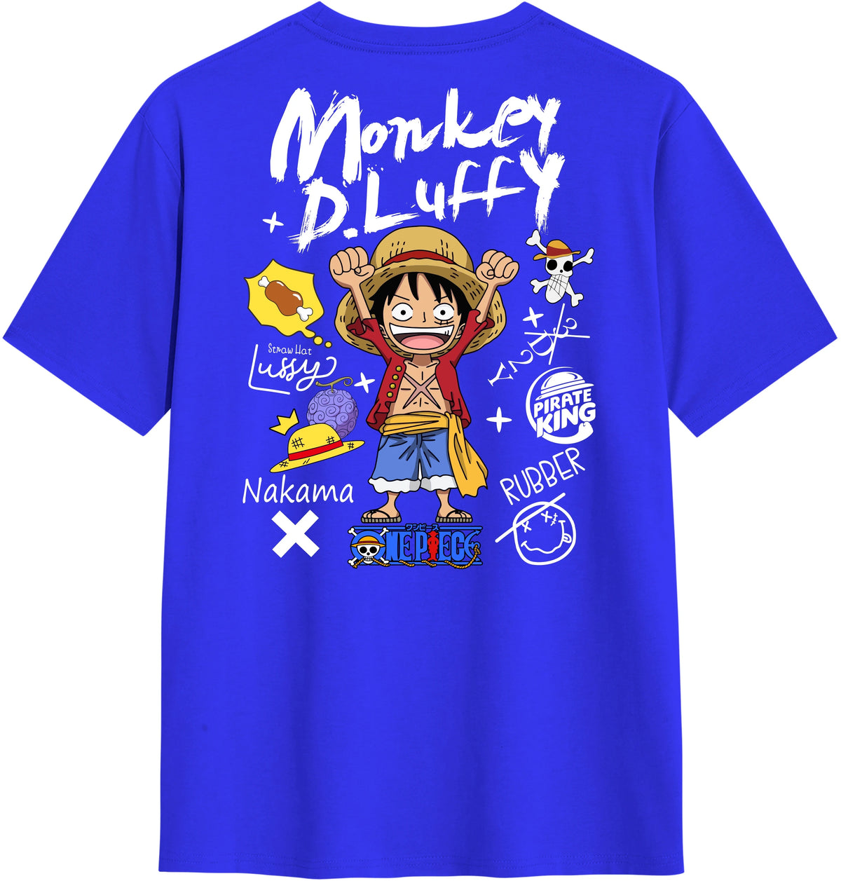 Summer 2026 One Piece Munchie D. Luffy "Hand-painted Graffiti Style" Trend Theme 100% Cotton Print T-shirt Adult Parent Top