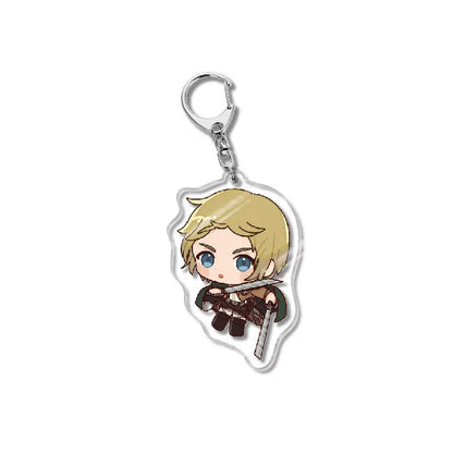 Attack On Titan Acrylic Figure Display Cartoon Keychain Eren Mikasa Levi Anime Desk Ornament Key Ring Accessories Q Version