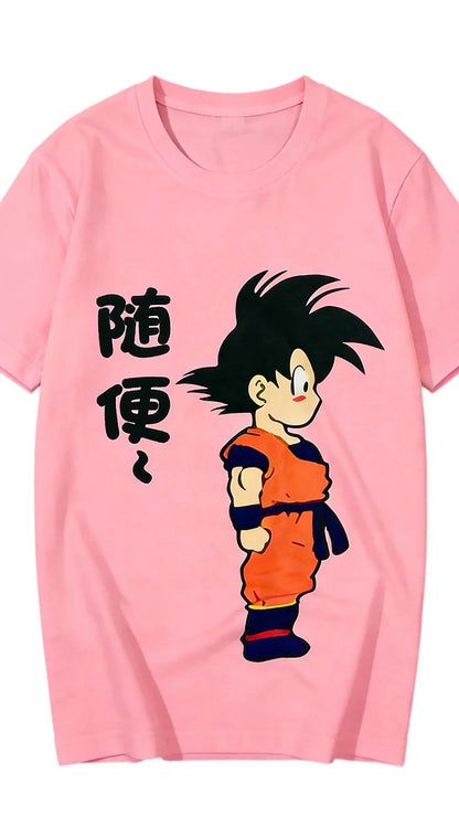 2026 Summer Dragon Ball Retro Anime T-Shirt Couple Outfit Goku Chi-Chi Casual Loose Sports Tee Funny Casual Design Y2K Style