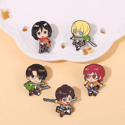 Creative Q Version Attack on Titan Metal Brooch Cute Anime Cartoon Badge Fashion Lapel Pin Accessories Fans Collection Gift
