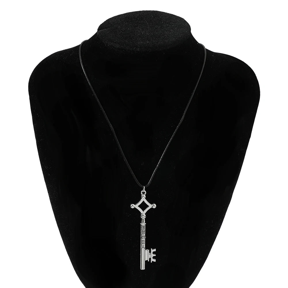 Attack On Titan Necklace Eren Key Shingeki No Kyojin Pendant Fashion Vintage Retro Anime Jewelry For Men Cosplay