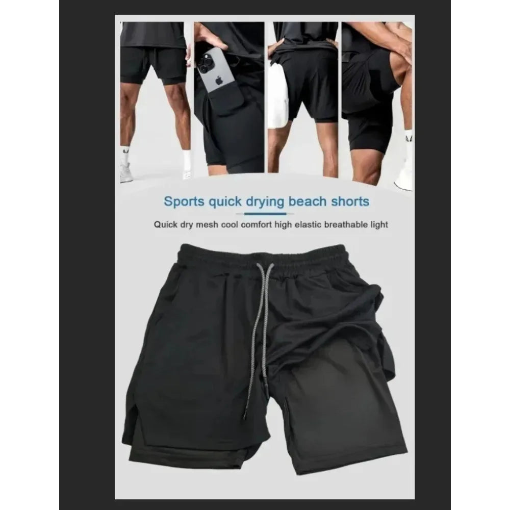 2025 New One Piece Anime Luffy and Zoro Themed Printed Double-layered Shorts, Summer American Men's Sport Loose Pants