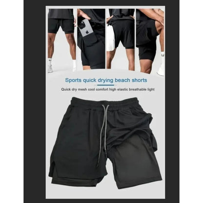 2025 New One Piece Anime Luffy and Zoro Themed Printed Double-layered Shorts, Summer American Men's Sport Loose Pants