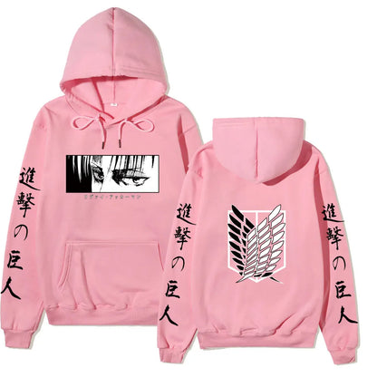 Attack on Titan Black Hoodie Men Women 2025 Winter Cotton Sweatshirt Levi Ackerman Portrait Eye Patch Design Japanese