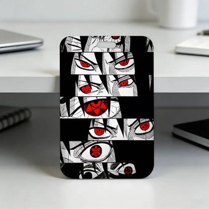 Anime N-NARUTO Akatsuki Itachi Sharingan Transparent Card Holder Employee Plastic Slide Cover Lanyard Work Business ID Bag Bus