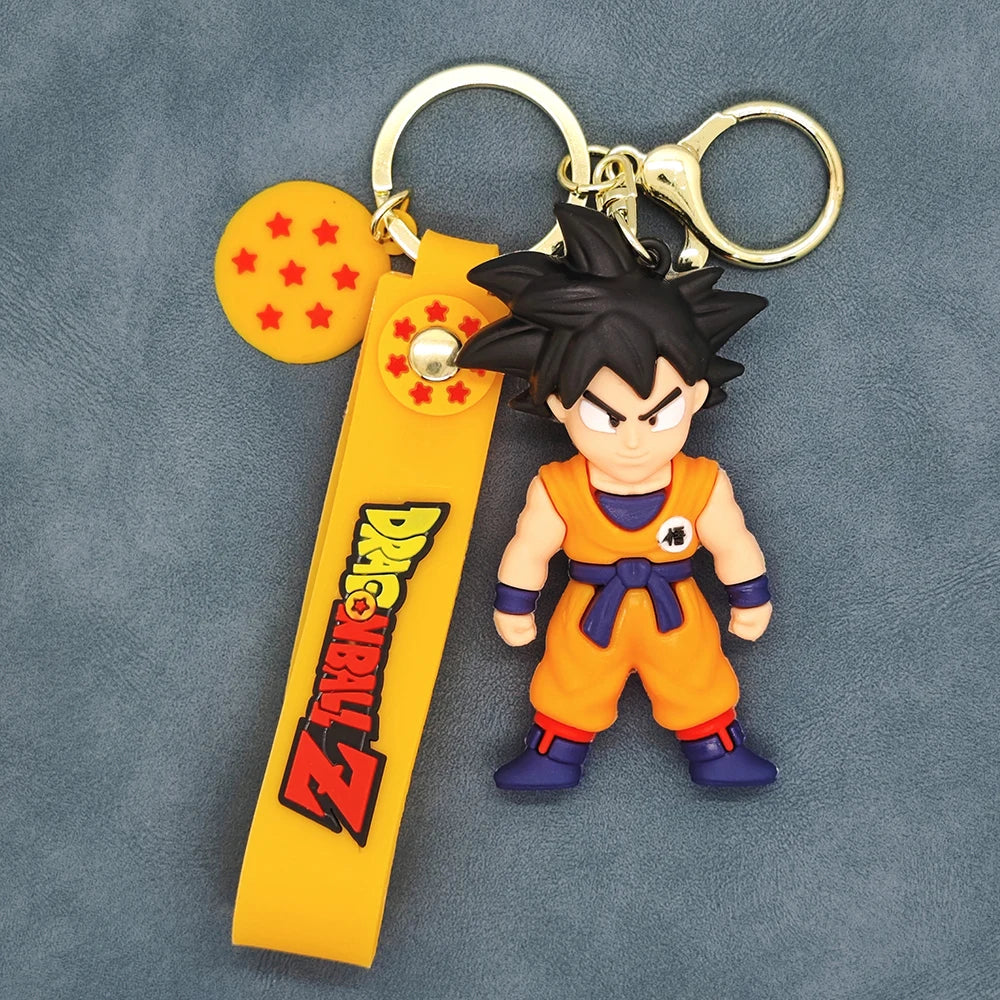 Anime Dragon Ball Z Super Saiyan Goku Figure Keychain Cute Cartoon Character Key Ring Bag Charm Pendant Accessories for Fans