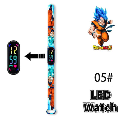 Bandai Dragon Ball Z 2 Fashion Cartoon Action Printing Anime LED Type Watches Kids Watch Birthday Gifts Toys