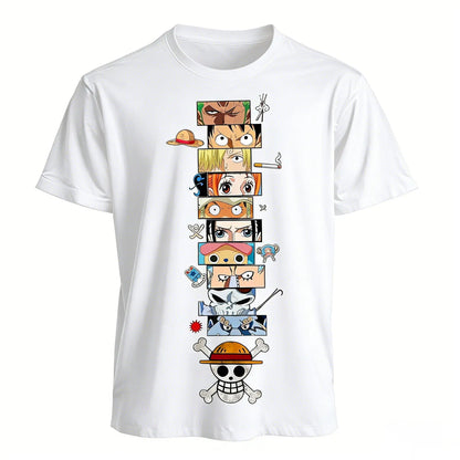 2026 One Piece Anime Luffy Zoro Ace T Shirt Men Summer Cotton Short Sleeve Graphic Tee Harajuku Streetwear Vintage Casual Tops