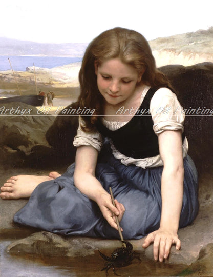 Arthyx,Print Love On The Look Out Of William Adolphe Bouguereau Oil Paintings On Canvas,Classical Wall Picture Living Room Decor