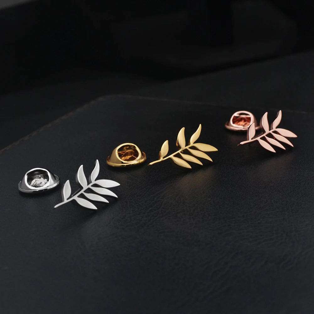 Wholesale Men's Lapel Brooches, Fashionable Olive Branch Accessory Pins, Stainless Steel Fashion Accessories, Gift Jewelry