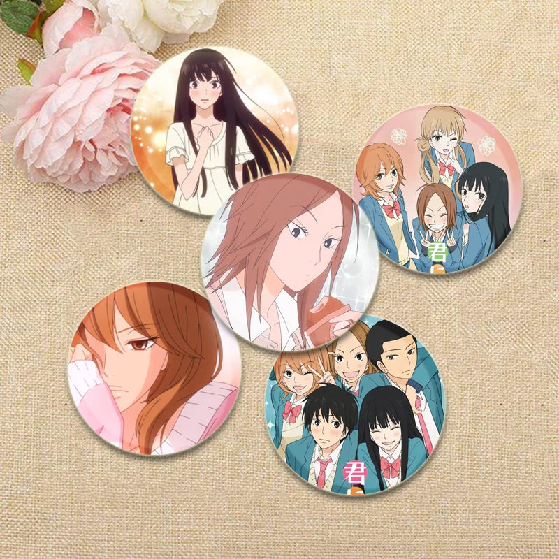 Kimi Ni Todoke Tinplate Pin Round Cartoon Snap-in Brooches