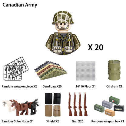 24pcs/batch WW2 Military Character WW2 Army Building Blocks Military Soldier Character Building Blocks Kids Holiday Gift Toys
