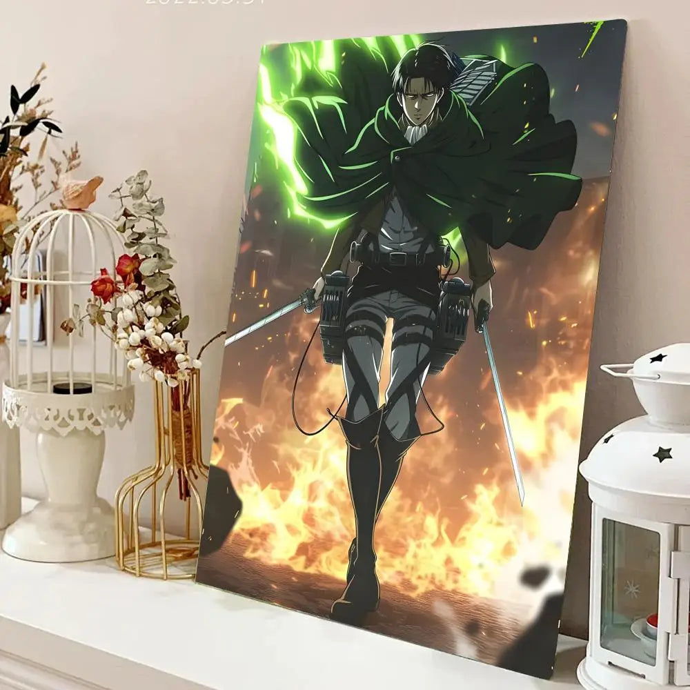 AZNM Attack on Titan Anime Canvas Wall Art, Levi Ackerman Print, Shingeki no Kyojin Home Decor Poster
