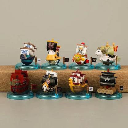 7cm 8pcs/set Anime One Piece Figure Luffy Mini Pirate Ship Figurine Statue Model PVC Collection Desktop Action Figure Kid Gifts