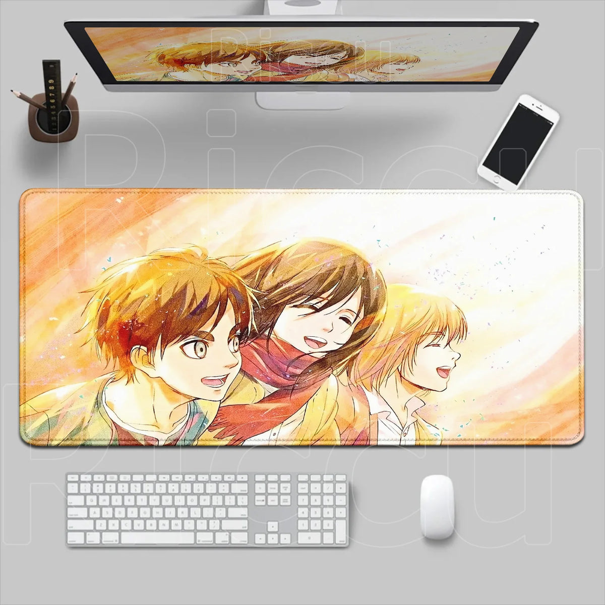 New HD Printing Attack on Titan Anime Desk Mat Large Lock Edge Mouse Pad Computer Mousepad Gaming Laptop Keyboard Mouse Mats Rug