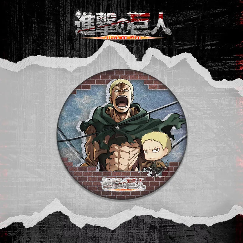 Attack on Titan Double Flash Badge 201 230 Anime Merchandise 75mm 58mm Plain Surface Laser Silver Glitter Pin Character Series