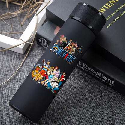 One Piece 304 Stainless Steel Thermos Cup Pattern Luffy Roronoa Zoro Action Figure High Capacity 500ML Drinking Water Bottle