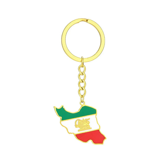 Iran Map Keychain for Women Men Key Chain Stainless Steel Jewelry Accessories Gift