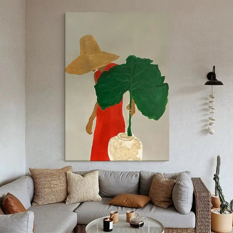 Mhemy Portrait Oil Painting Hand Painted on Canvas Large Wall Art Abstract Grey Textured Girl Art Painting Modern Wall Decor