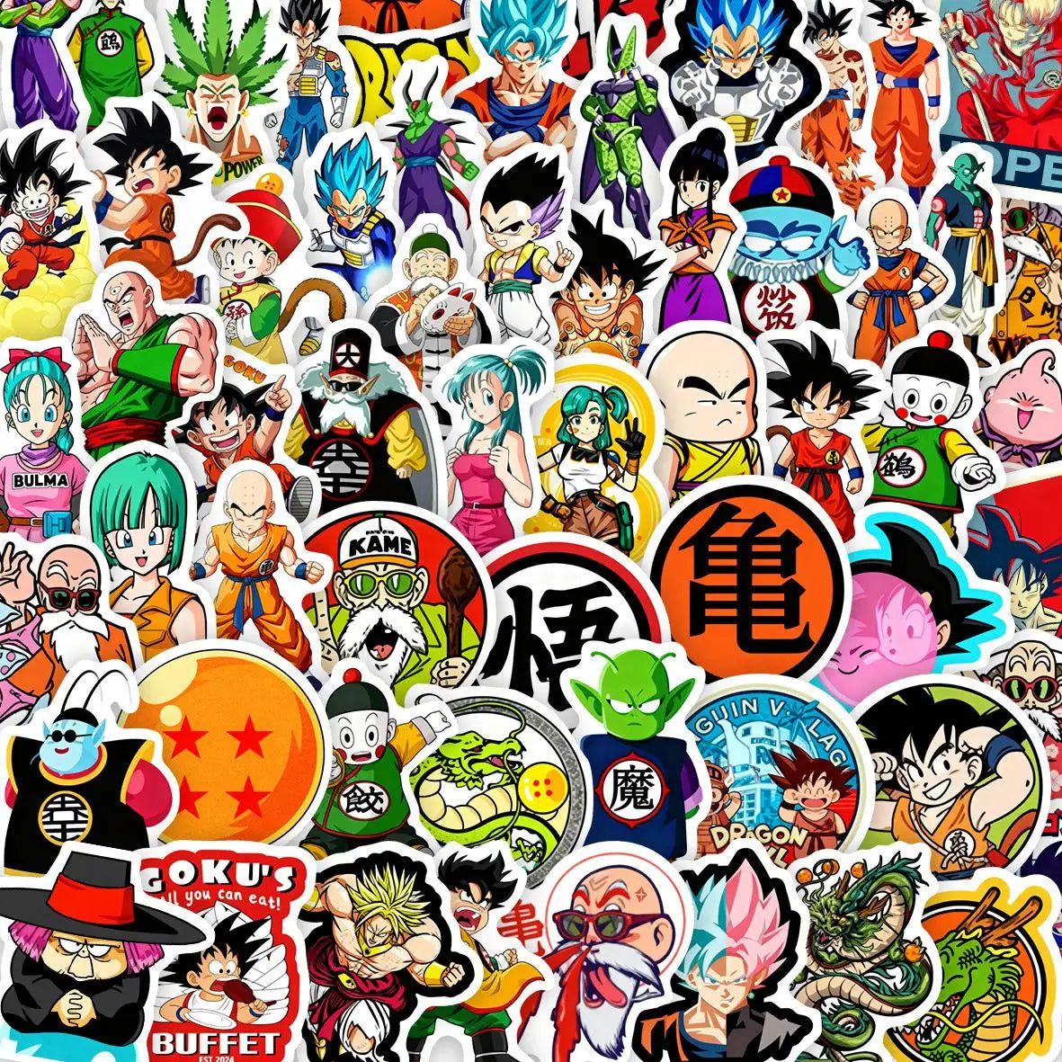60pcs Dragon Ball Son Goku Graffiti Stickers Waterproof Diy Decals For Phone Laptop Ipad  Water Bottle  Notebook Thermos Decor