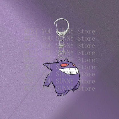 Anime Gengar Acrylic Keychain Pocket Monster Cartoon Kawaii Figure Creative Backpack Charm Pendant Toy Students Accessories Gift