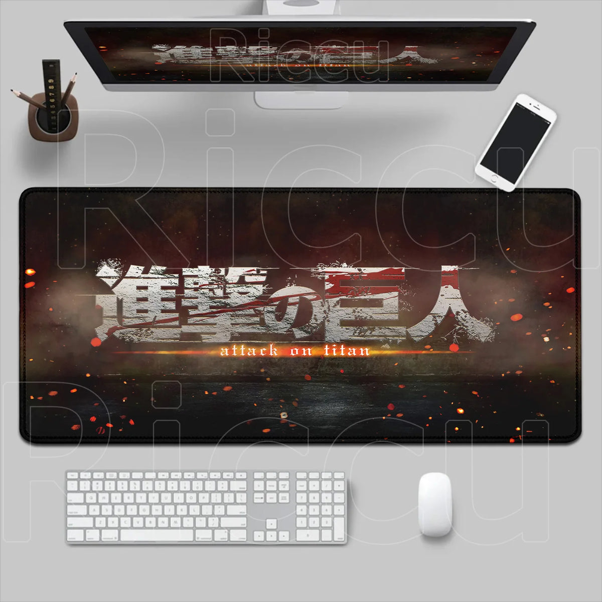 New HD Printing Attack on Titan Anime Desk Mat Large Lock Edge Mouse Pad Computer Mousepad Gaming Laptop Keyboard Mouse Mats Rug