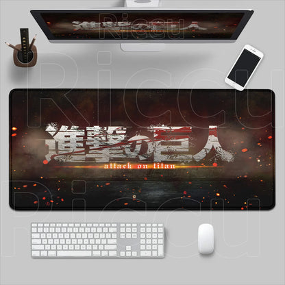 New HD Printing Attack on Titan Anime Desk Mat Large Lock Edge Mouse Pad Computer Mousepad Gaming Laptop Keyboard Mouse Mats Rug