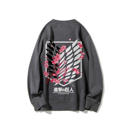 Anime Attack on Titan Sweatshirt Casual Streetwear Men Women Round-neck Pullover Hoodie Sweater Long Sleeves Top Autumn Trendy