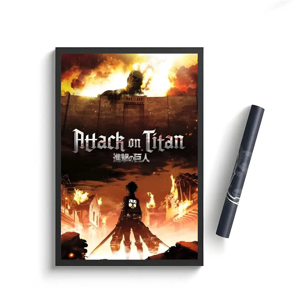 Anime Attack on Titan Poster Stickers Painting Self-Adhesive Wall Decals for Room Home HD Decor Gift