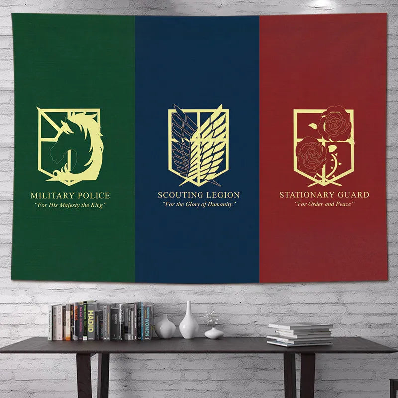 Attack on Titan Anime Tapestry Vertical Cartoon Wall Hanging Art Tapestry for Dorm Bedroom Living Room Home Decoration