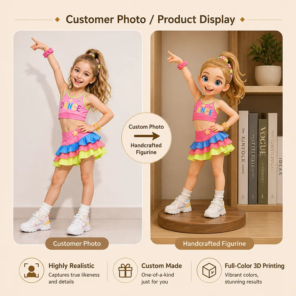 Q-Version Doll 3D Full-Color Printing Custom Photo Figurine Gift for Best Friend Female Character Model Portrait