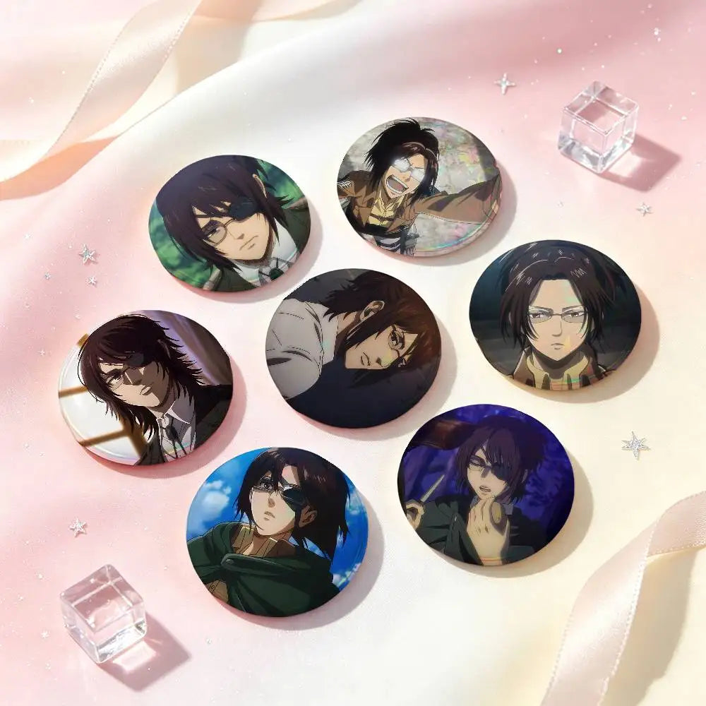 Hange Zoe Attack On Titan Anime Badges 25 32 44 58 75 Mm Round Cosplay Pin Bag Decor Fans Collect Friends Gifts Brooch Souvenir