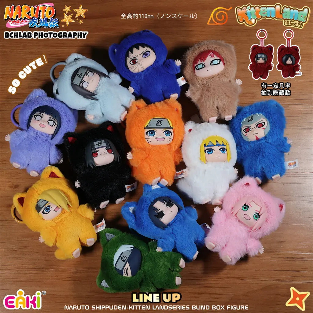 In Stock Genuine EAKI Naruto Shippuden KittenLand Vinyl Series Third Blind Box Plush Figurine Model Toys Collection Present