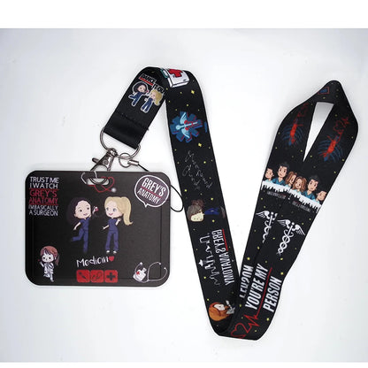 100 Styles Anatomy Credential Holder Keychains Neck Lanyard Pass Card Anime Credit Card Holder Keychain Straps Wholesale