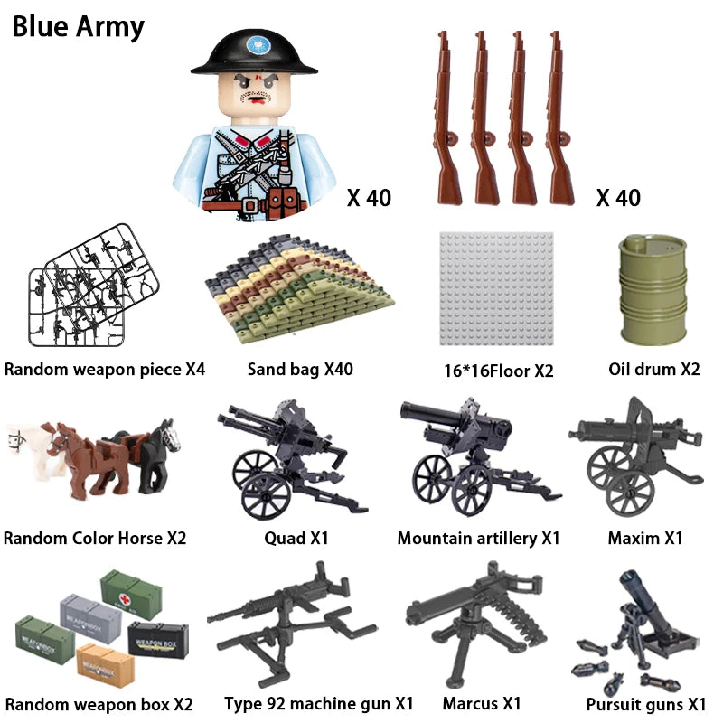 24pcs/batch WW2 Military Character WW2 Army Building Blocks Military Soldier Character Building Blocks Kids Holiday Gift Toys
