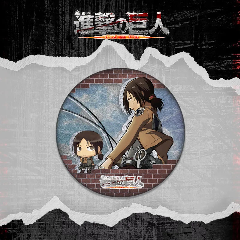 Attack on Titan Double Flash Badge 201 230 Anime Merchandise 75mm 58mm Plain Surface Laser Silver Glitter Pin Character Series