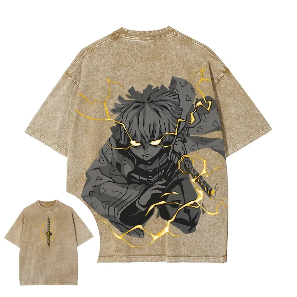 Demon Slayer Zenitsu Washed T-Shirt