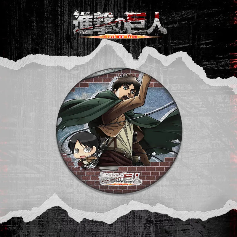 Attack on Titan Double Flash Badge 201 230 Anime Merchandise 75mm 58mm Plain Surface Laser Silver Glitter Pin Character Series