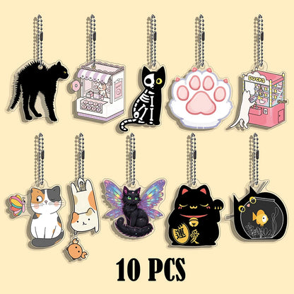 10/50 pcs/set Funny Cat Character Keychain Student Gift Bag