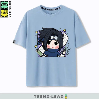 Naruto Q-version Uzumaki Naruto Obito Uchiha Sasuke Cartoon Character Children's Short Sleeved Loose Trendy Parent-child T-shirt