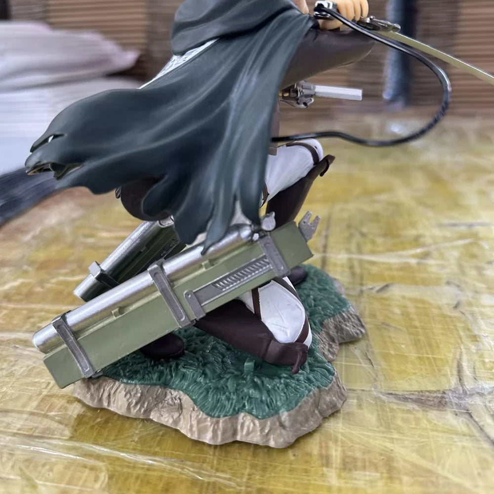 18CM Anime Figure Attack On Titan Levi Ackerman Fortitude Sword Detachable Model Toy PVC Special Edition Scene Bloody Battle