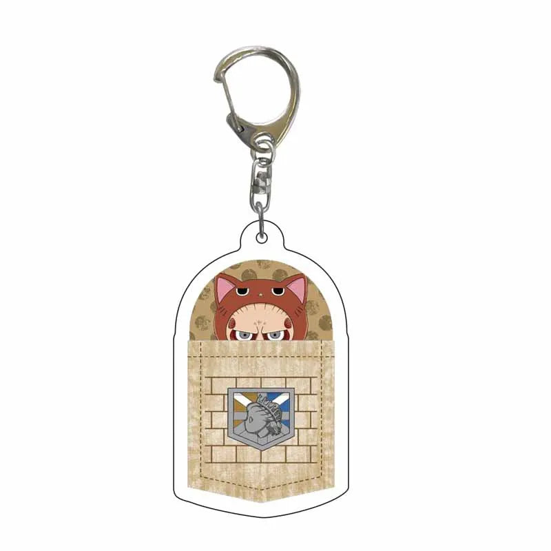 Attack On Titan Anime Peripheral Acrylic Figure Display Keychain Pendant Eren Mikasa Levi Creative Decorative Gift Accessories