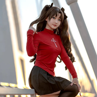 Anime Game Fate Stay Night Tohsaka Rin Cosplay Costume Wig