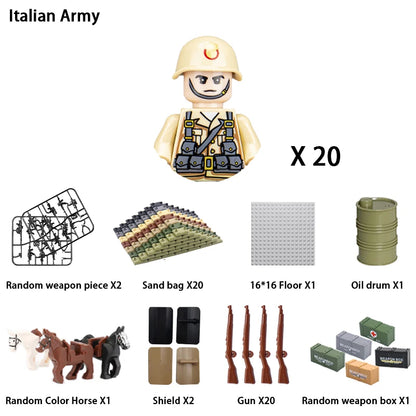 24pcs/batch WW2 Military Character WW2 Army Building Blocks Military Soldier Character Building Blocks Kids Holiday Gift Toys