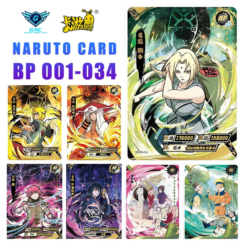 Kayou Anime Card Naruto Card BP Full Series No.01-034 Rare Uzumaki Kakashi Gaara Onoki Haku Anime Collection Card Kids Toy Gift