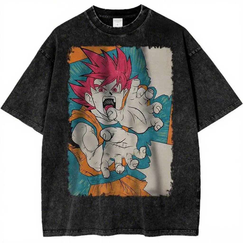 Dragon Ball Vintage Wash Graphic T Shirt Men Anime Print Women Short Sleeve Tee New Summer Casual Tops Streetwear Harajuku Y2k