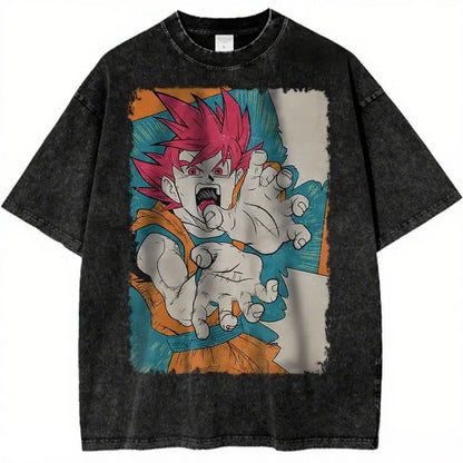Dragon Ball Vintage Wash Graphic T Shirt Men Anime Print Women Short Sleeve Tee New Summer Casual Tops Streetwear Harajuku Y2k
