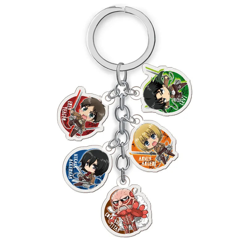 Attack on Titan Anime Keychain Set of 5 Double Sided Transparent Acrylic Hanging Pendant Accessories Gift for Fans Collection