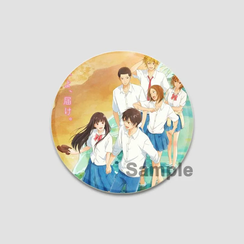 Kimi Ni Todoke Tinplate Pin Round Cartoon Snap-in Brooches