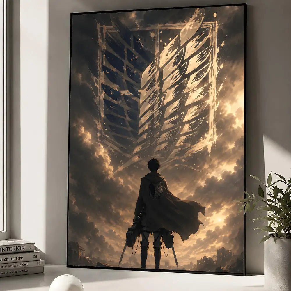 Anime Attack On Titan Eren Yeager Poster Peel And Stick Wall Art PP Waterproof HD Bedroom Living Room Home Decor Gift
